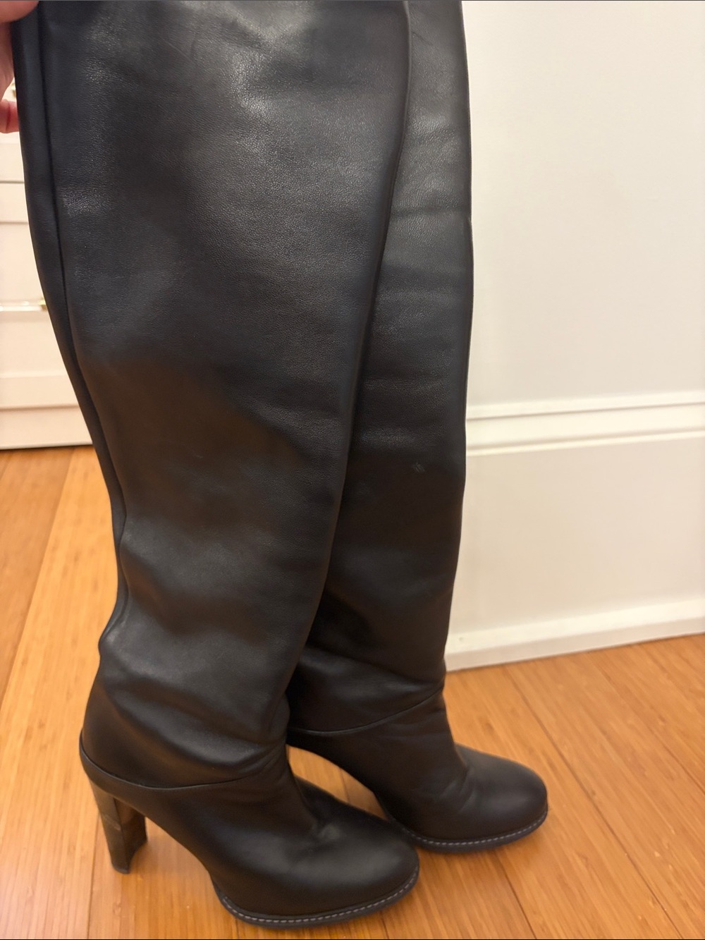 Stuart Weitzman Black Over-the-Knee High-Heel Boots